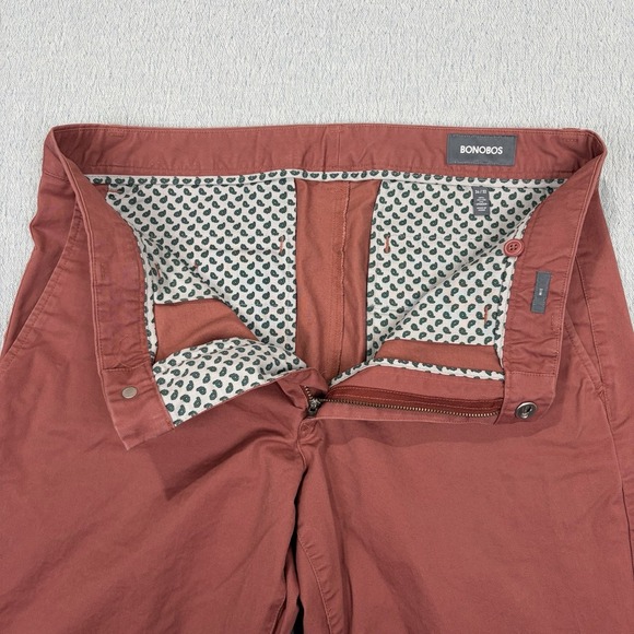 Bonobos Pants Mens 34X32 Red Slim Fit Stretch Chino - Picture 8 of 8